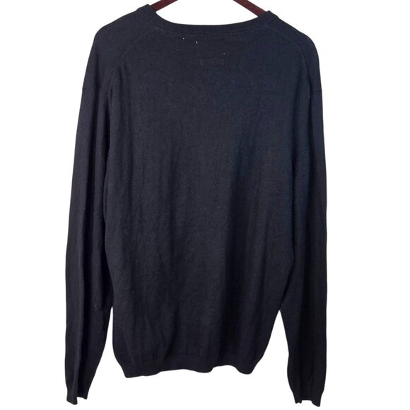 Weatherproof Vintage Black V-Neck Sweater Cotton Cashmere Blend L - Picture 2 of 5